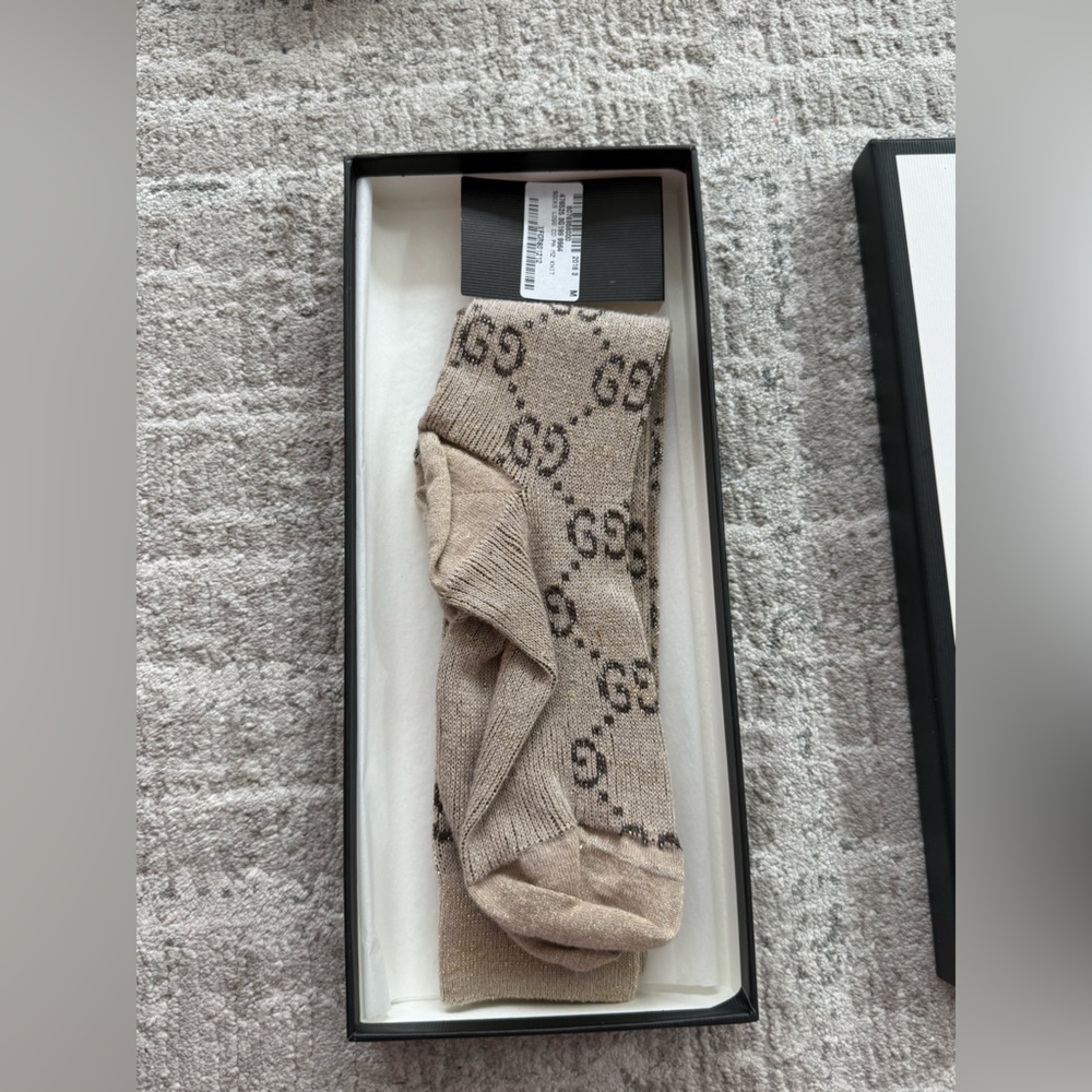 Gucci brown metallic socks